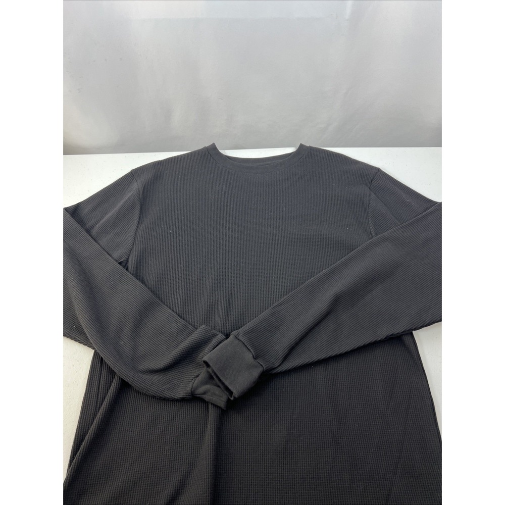Linea Uomo Black Waffle Knit Thermal V-Neck Size XL